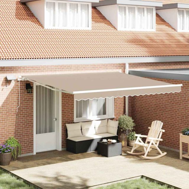 vidaXL Ausziehbare Markise Beige 400 x 300 cm Stoff und Aluminium