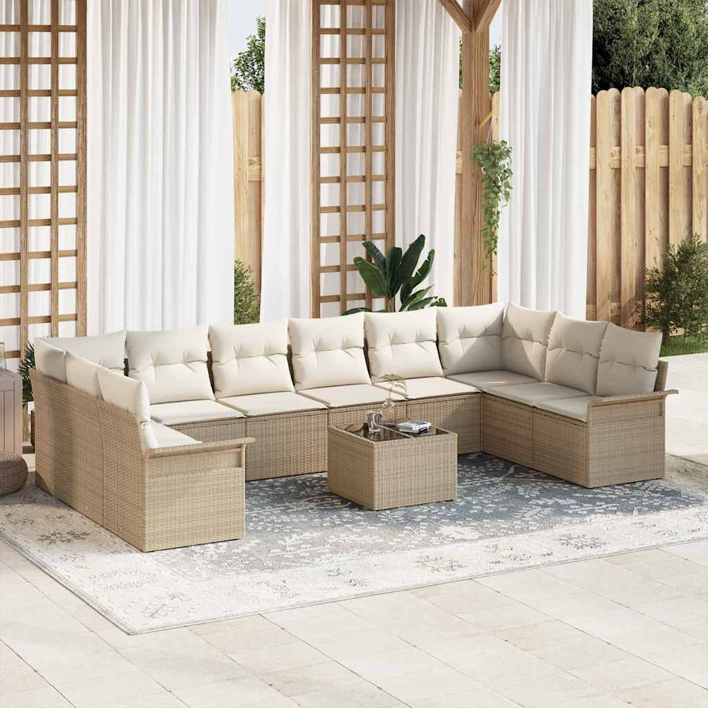 vidaXL Gartensofa-set mit Speicher 11 pcs Braun Poly-Rattan