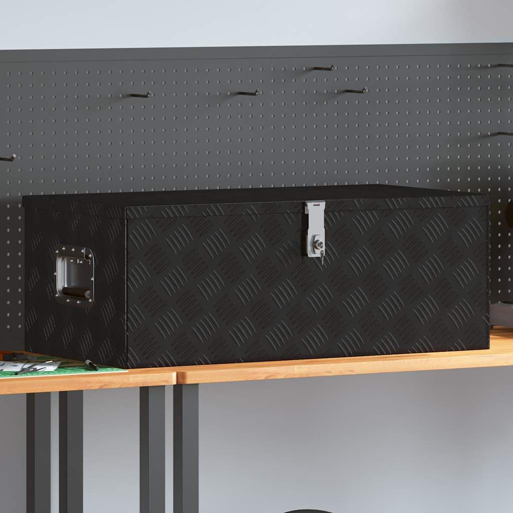vidaXL Aufbewahrungsbox Schwarz 90x47x33,5 cm Aluminium