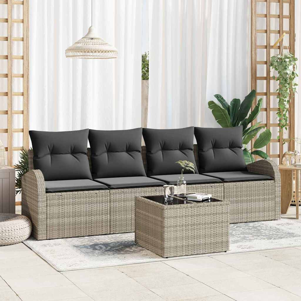 vidaXL Gartensofa-set 5 pcs Hellgrau und Dunkelgrau Poly-Rattan