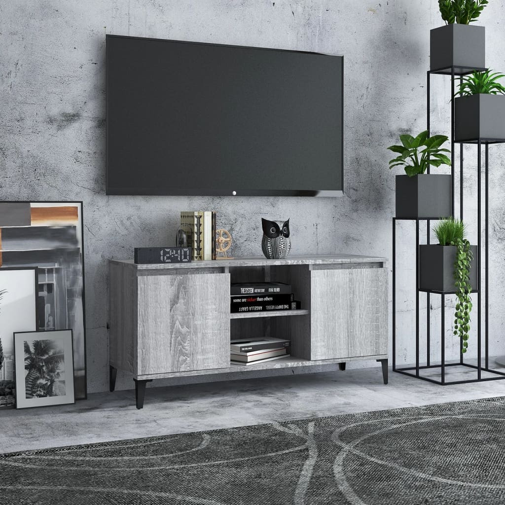 vidaXL TV-Schrank mit Metallbeinen Grau Sonoma 103,5x35x50 cm