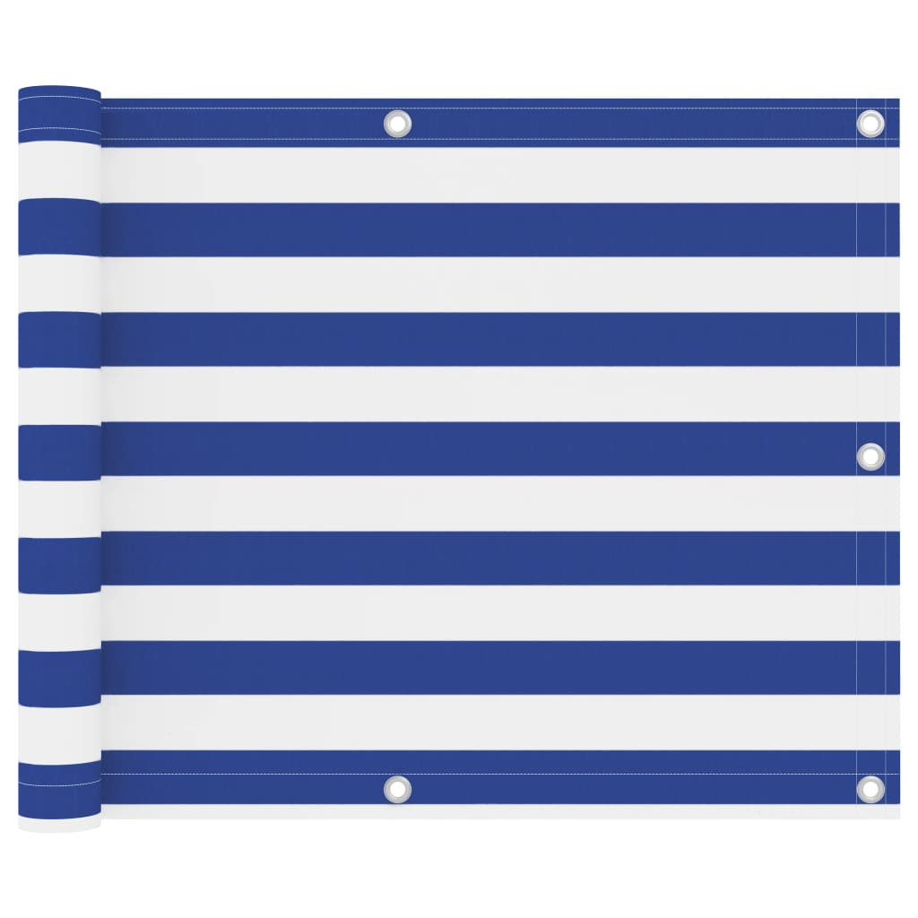 vidaXL Balkon-Sichtschutz Weiß und Blau 75x400 cm Oxford-Gewebe