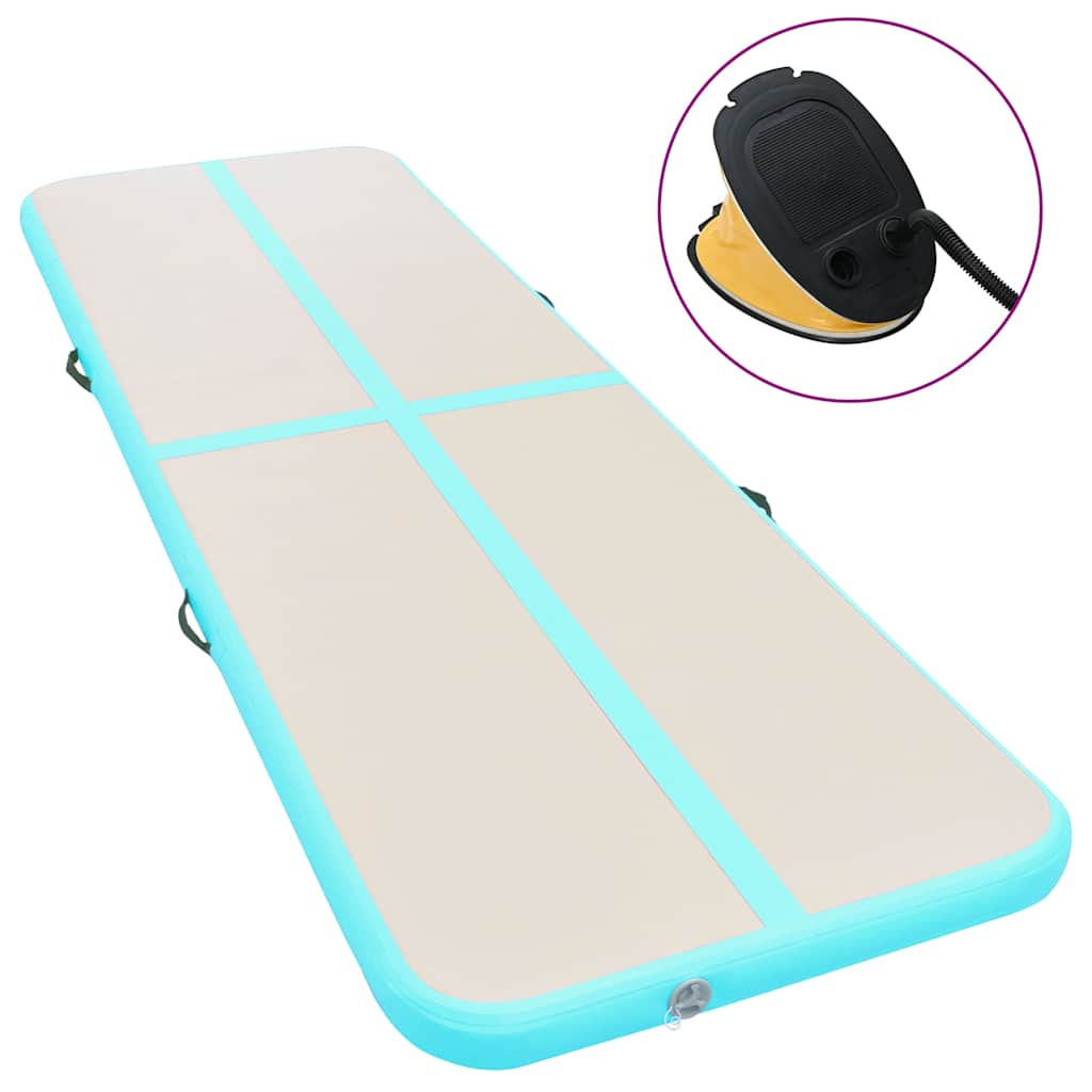 vidaXL Aufblasbare Gymnastikmatte mit Pumpe 400x100x10 cm PVC Grün