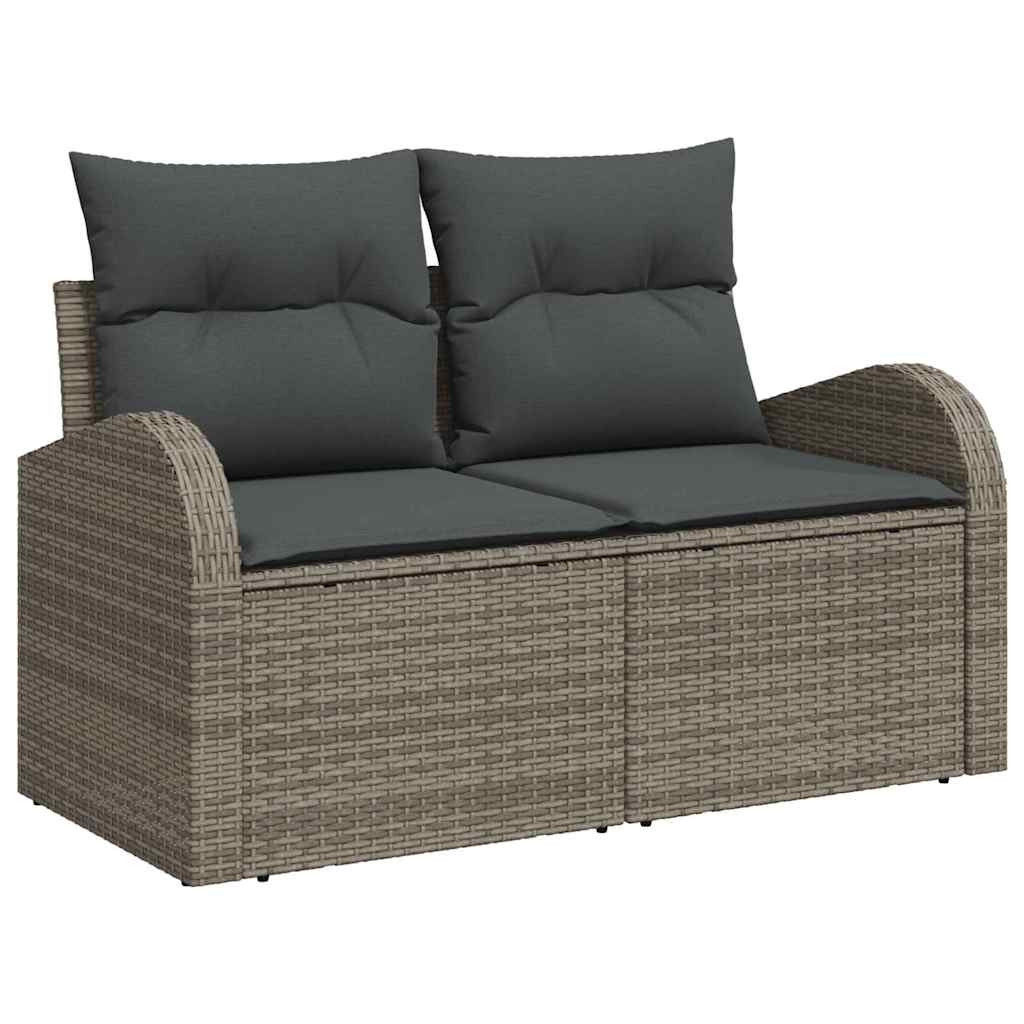 vidaXL Gartensofa-set mit Speicher mit Kissen 6 pcs Grau Poly-Rattan