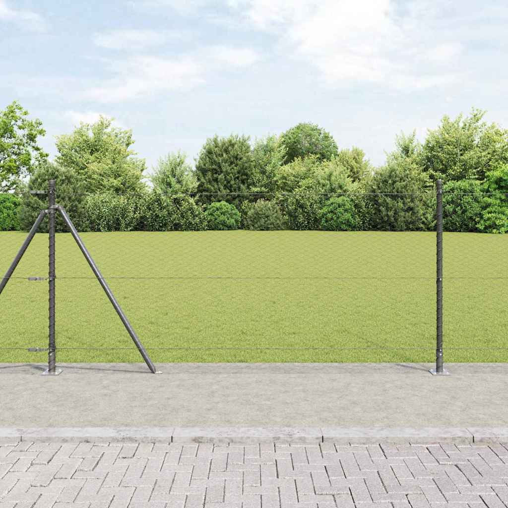 vidaXL Sechseckzaun mit Betonsockel 100 x 0,8 m Grau Netz