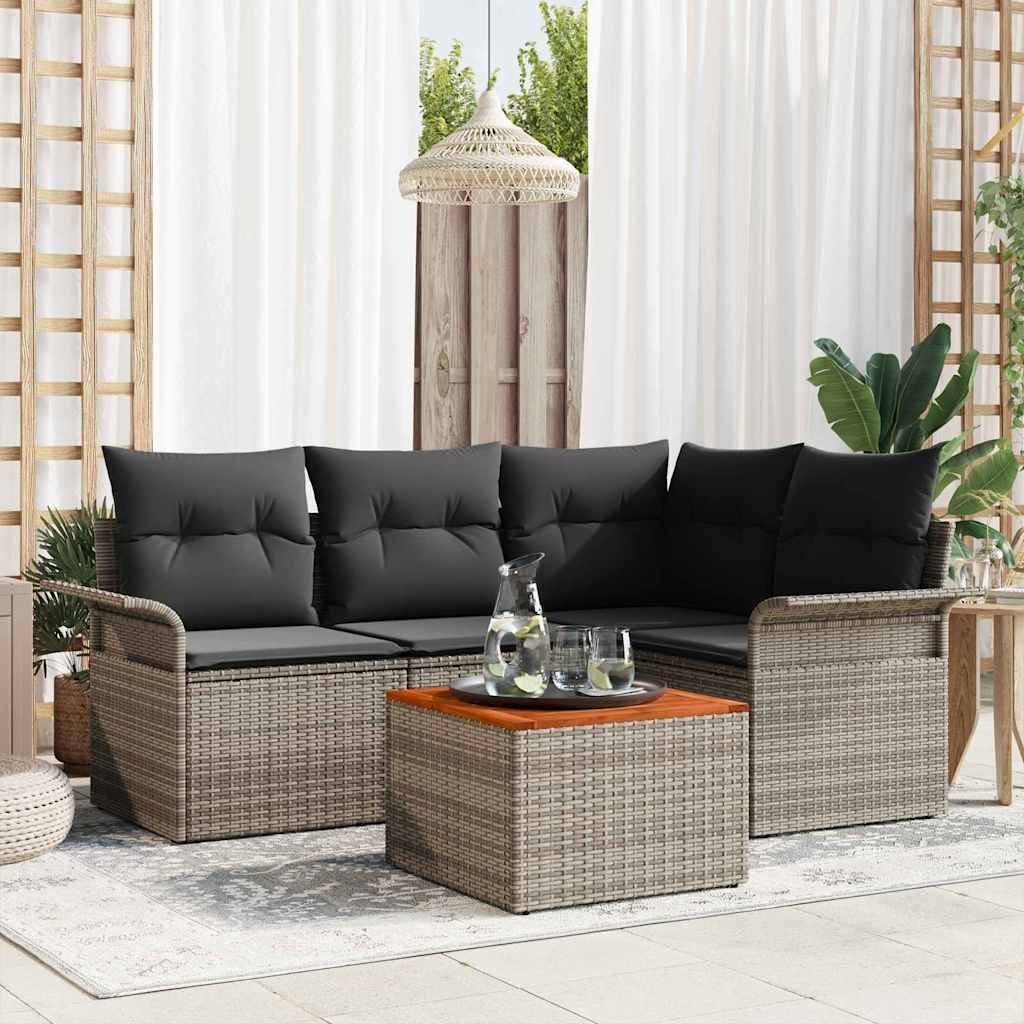vidaXL Gartensofa-set mit Speicher 5 pcs Grau Poly-Rattan