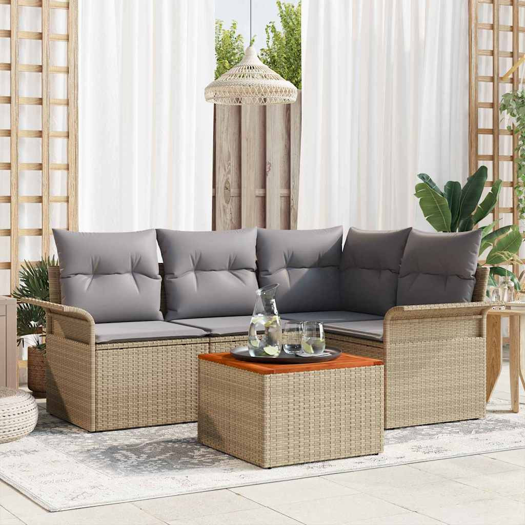 vidaXL Gartensofa-set 5 pcs Beige und Hellgrau Poly-Rattan