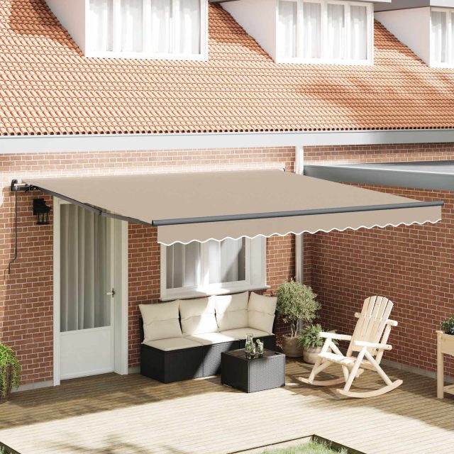 vidaXL Ausziehbare Markise Beige 400 x 300 cm Polyester und Aluminium