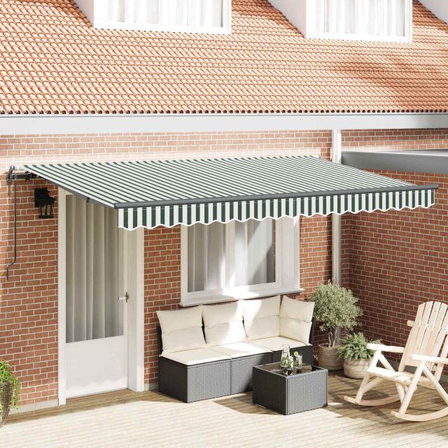 vidaXL Einziehbare Markise Grün 400 x 200 cm Stoff