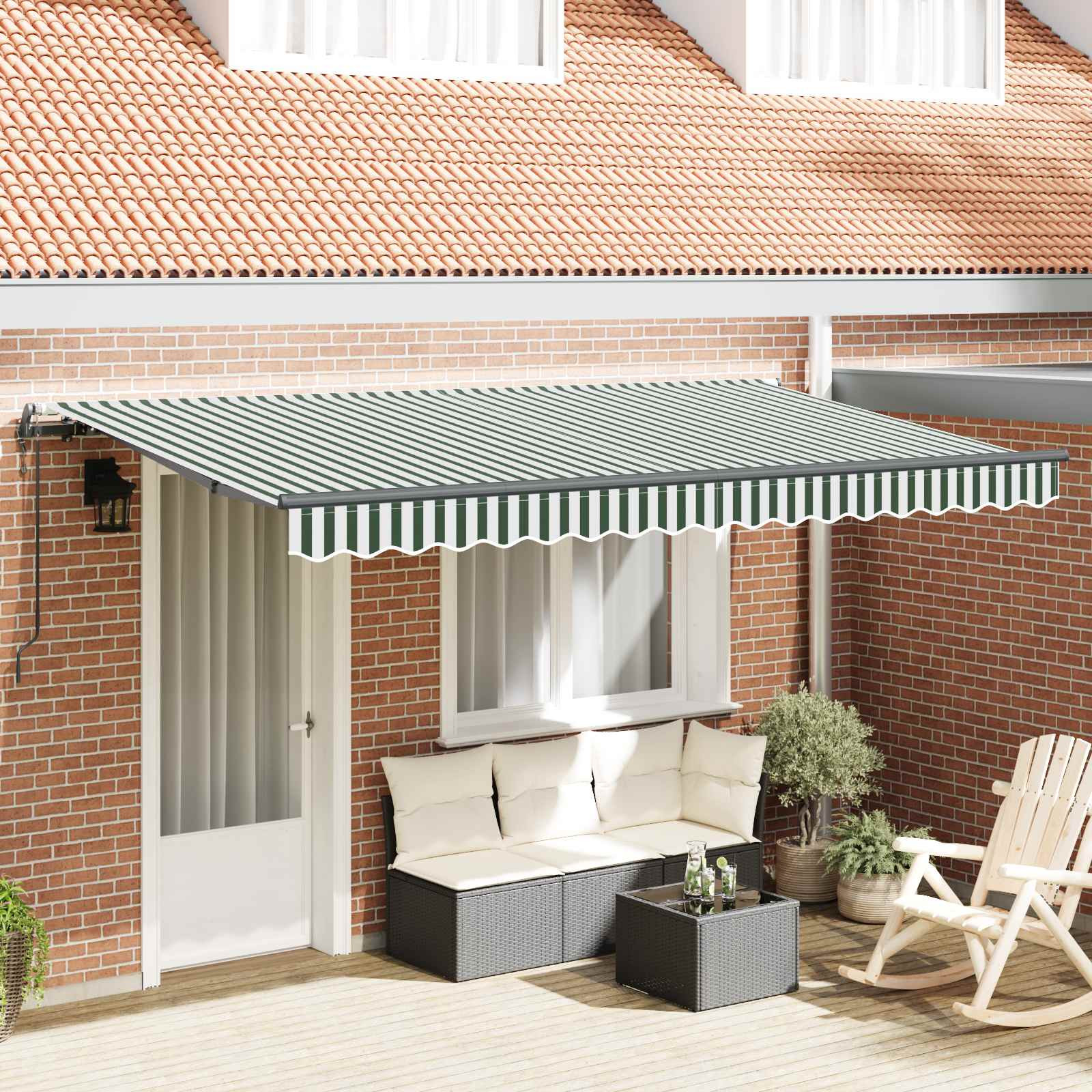vidaXL Einziehbare Markise Grün 400 x 200 cm Stoff