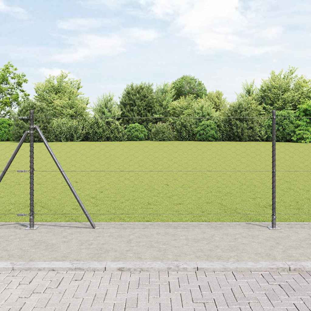 vidaXL Sechseckzaun mit Betonsockel 100 x 1 m PVC-beschichteter Stahl