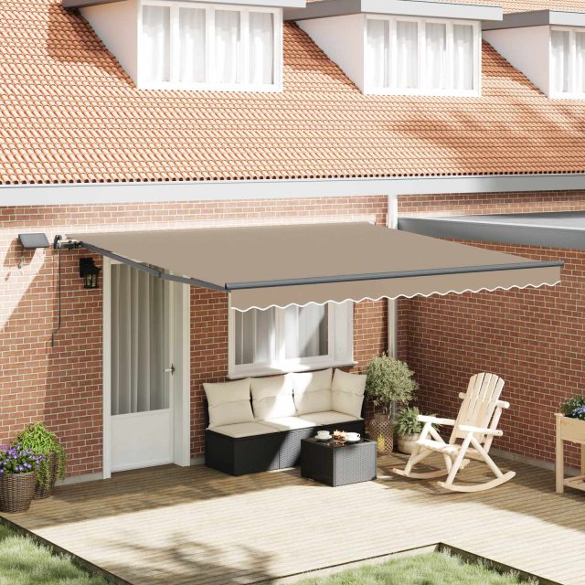 vidaXL Ausziehbare Markise Beige 400 x 300 cm Stoff und Aluminium