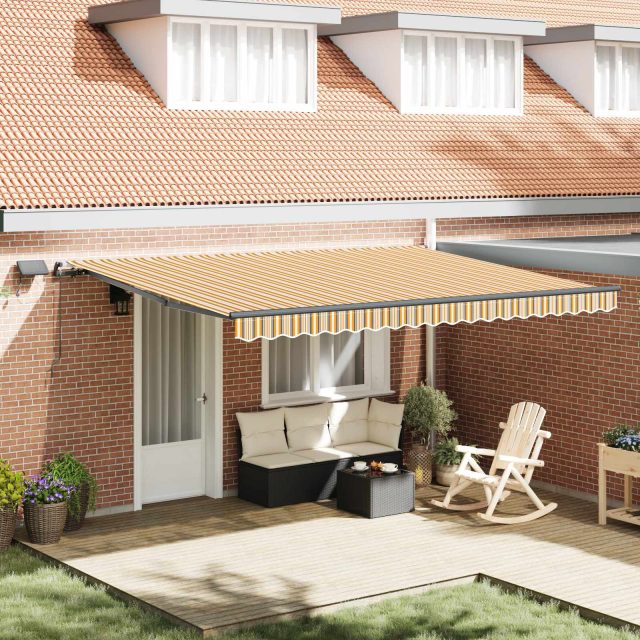 vidaXL Ausziehbare Markise Mehrfarbig 450 x 300 cm Stoff und Aluminium