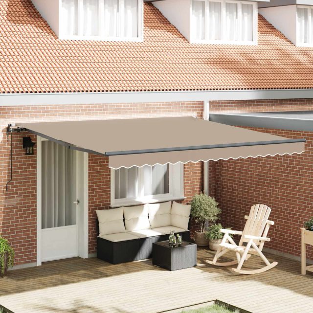 vidaXL Ausziehbare Markise Beige 400 x 300 cm Stoff und Aluminium