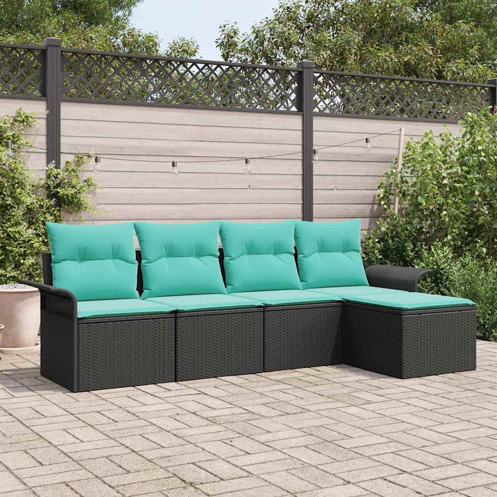 vidaXL Gartensofa-set mit Speicher 5 pcs Schwarz Poly-Rattan