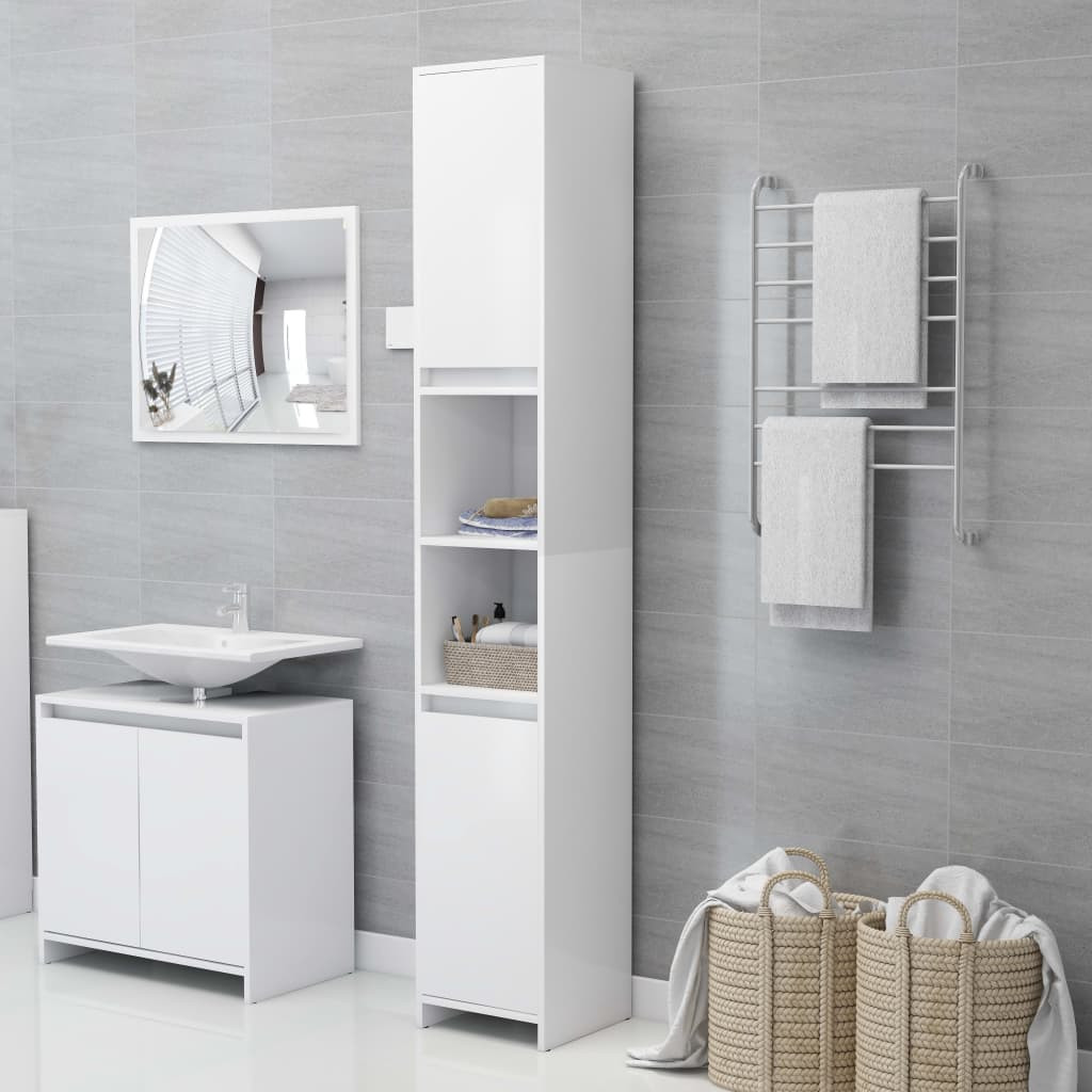 vidaXL Badezimmerschrank Weiß 30x30x183,5 cm Holzwerkstoff