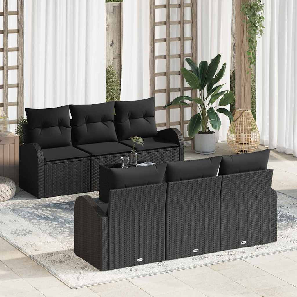vidaXL Gartensofa-set mit Speicher 7 pcs Schwarz Poly-Rattan