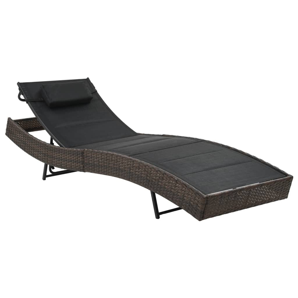 vidaXL Sonnenliege Poly Rattan und Textilene Braun