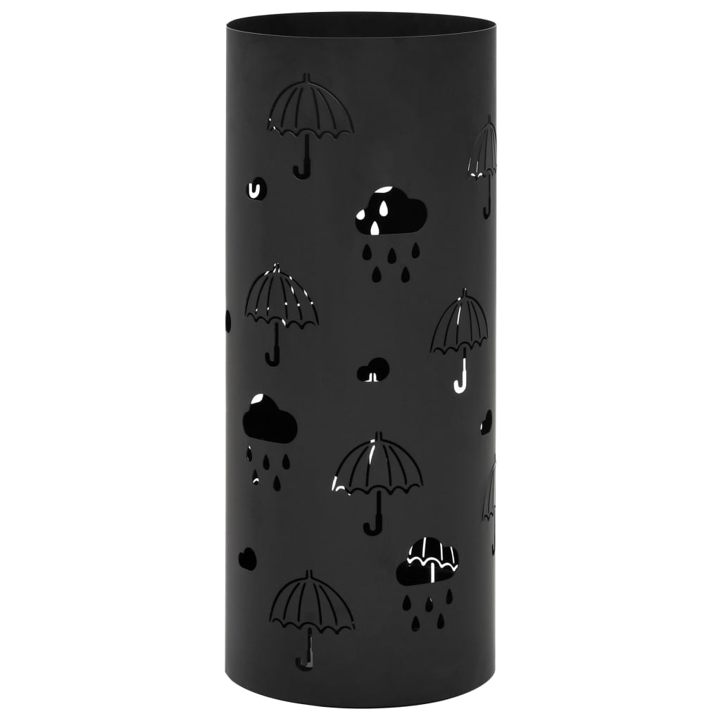 vidaXL Regenschirmständer Regenschirm-Motiv Stahl Schwarz