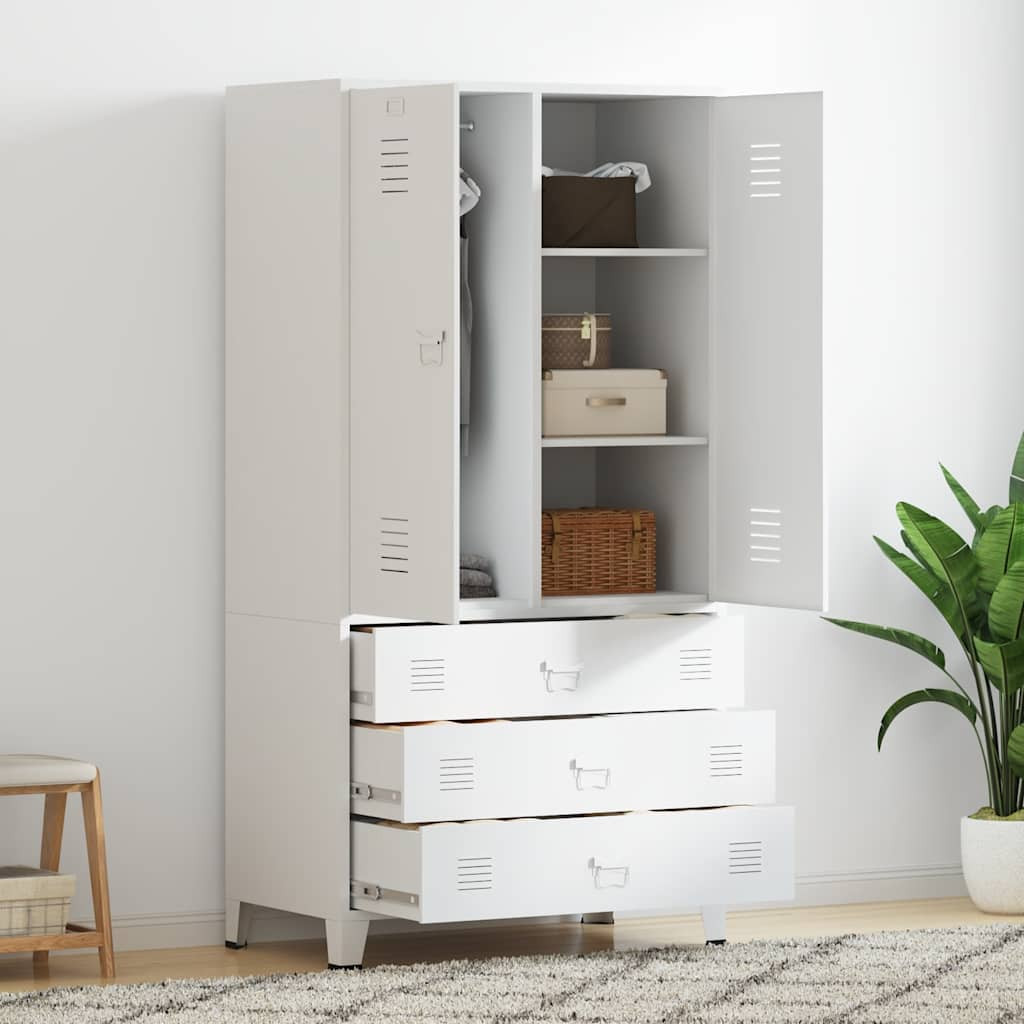 vidaXL Industrial Kleiderschrank Weiß 90x50x180 cm Metall