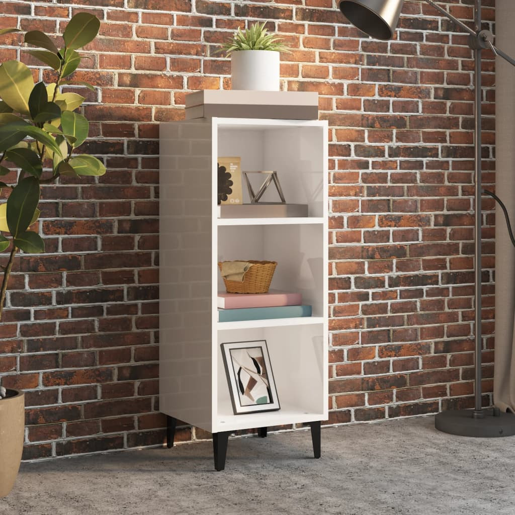 vidaXL Sideboard Hochglanz-Weiß 34,5x32,5x90 cm Holzwerkstoff