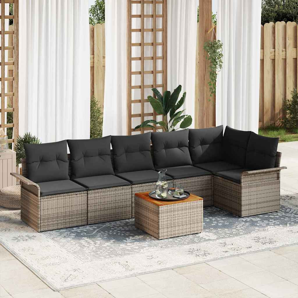 vidaXL Gartensofa-set mit Speicher 7 pcs Grau Poly-Rattan
