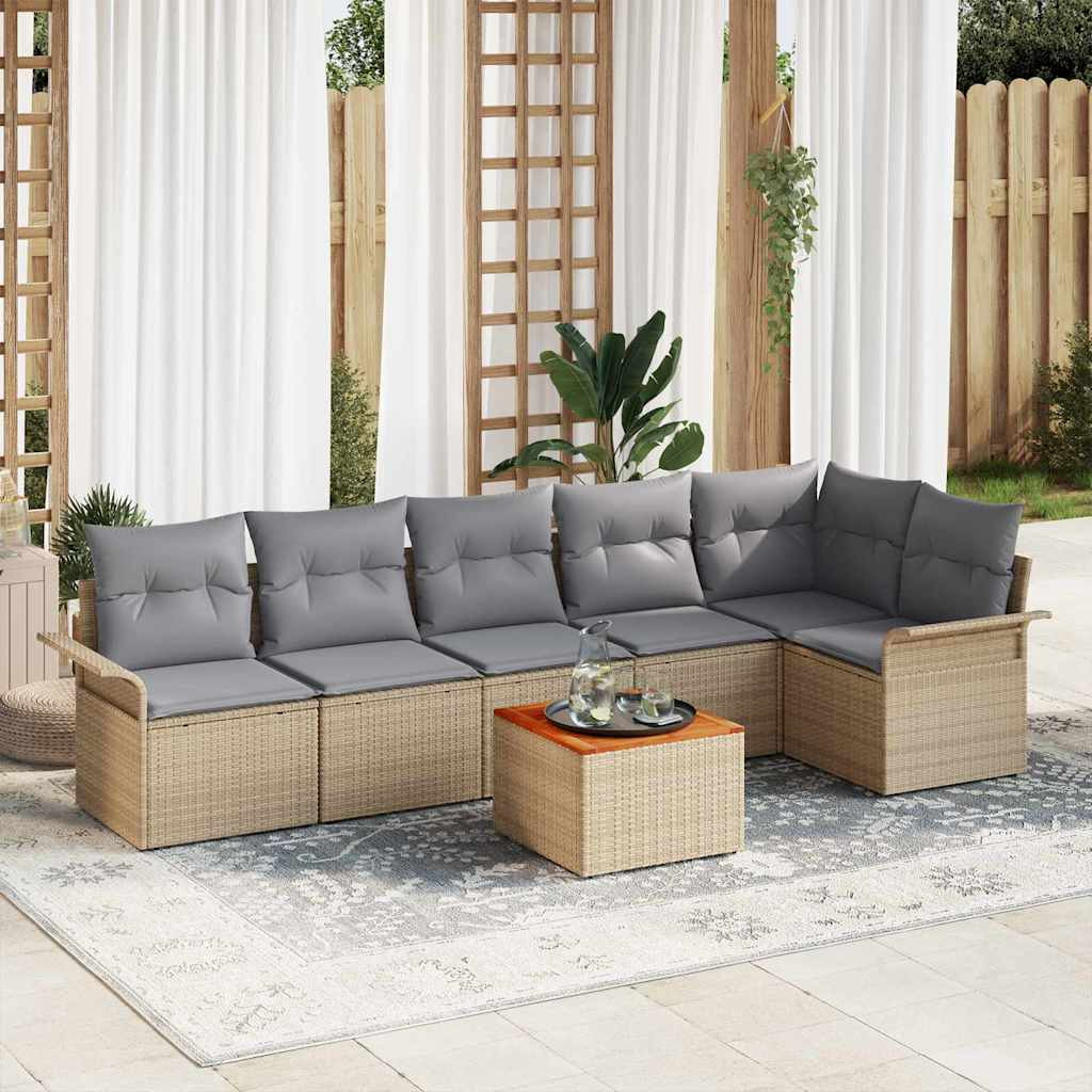 vidaXL Gartensofa-set 7 pcs Beige und Hellgrau Poly-Rattan