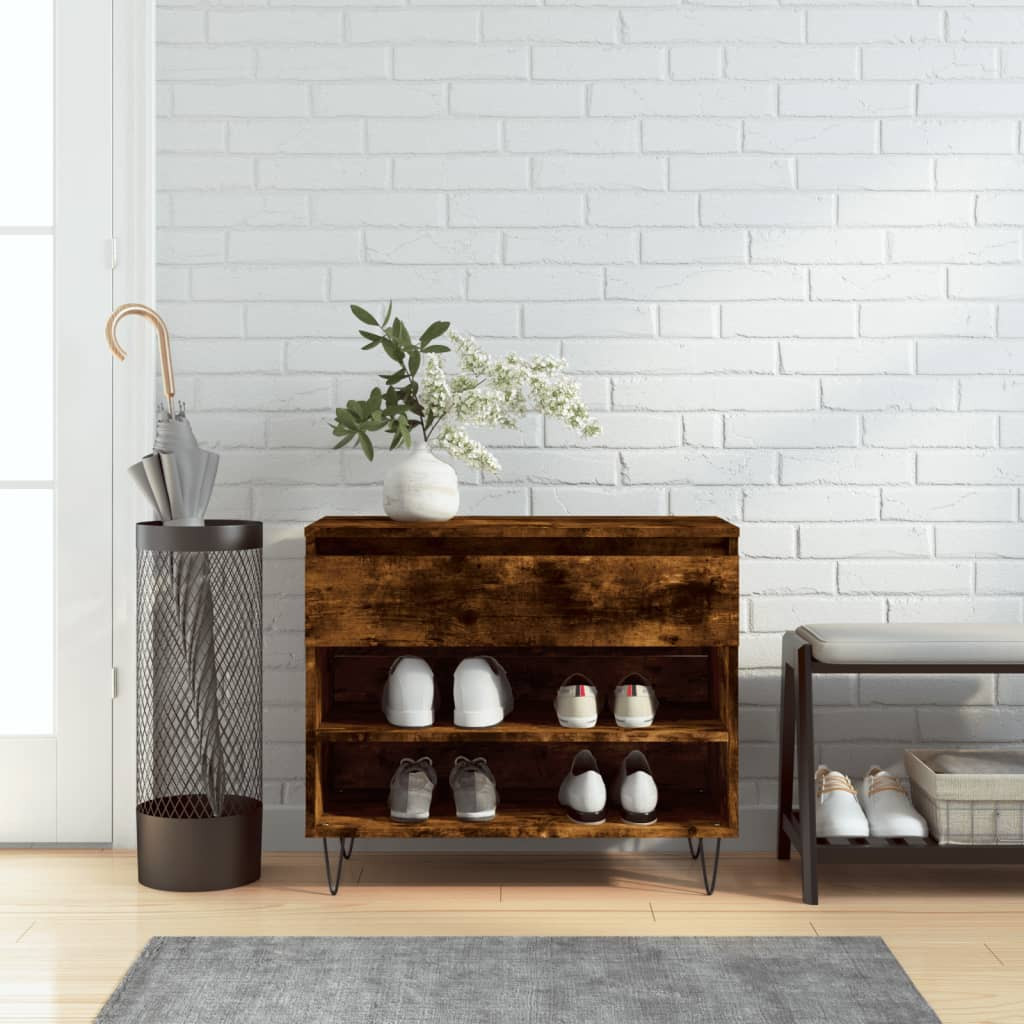 vidaXL Schuhregal Räuchereiche 70x36x60 cm Holzwerkstoff