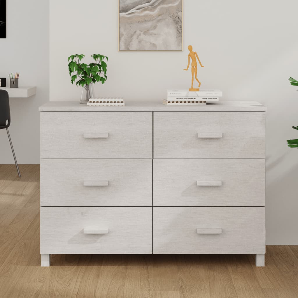 vidaXL Sideboard HAMAR Weiß 113x40x80 cm Massivholz Kiefer