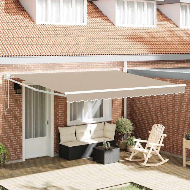 vidaXL Ausziehbare Markise Beige 400 x 300 cm Polyester und Metall