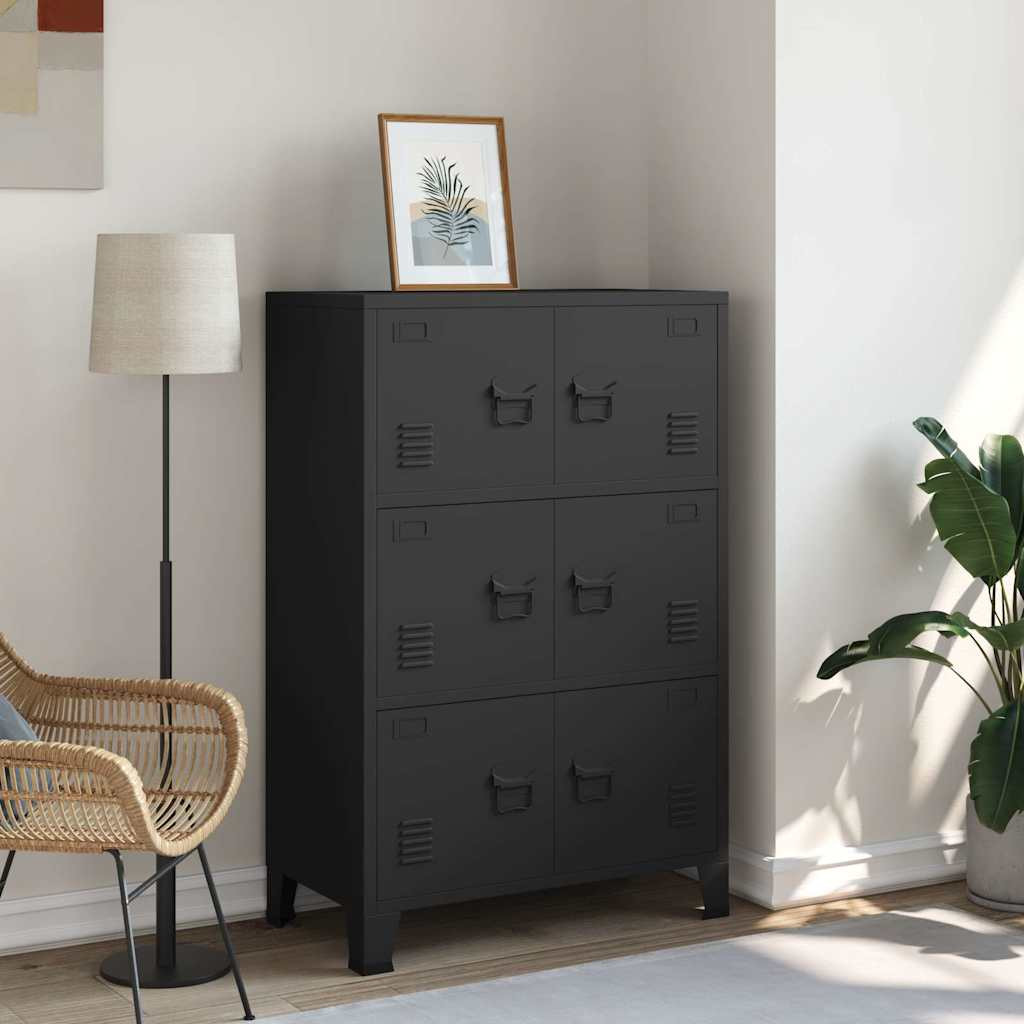 vidaXL Lagerschrank Industrial Schwarz 75x40x115 cm Metall