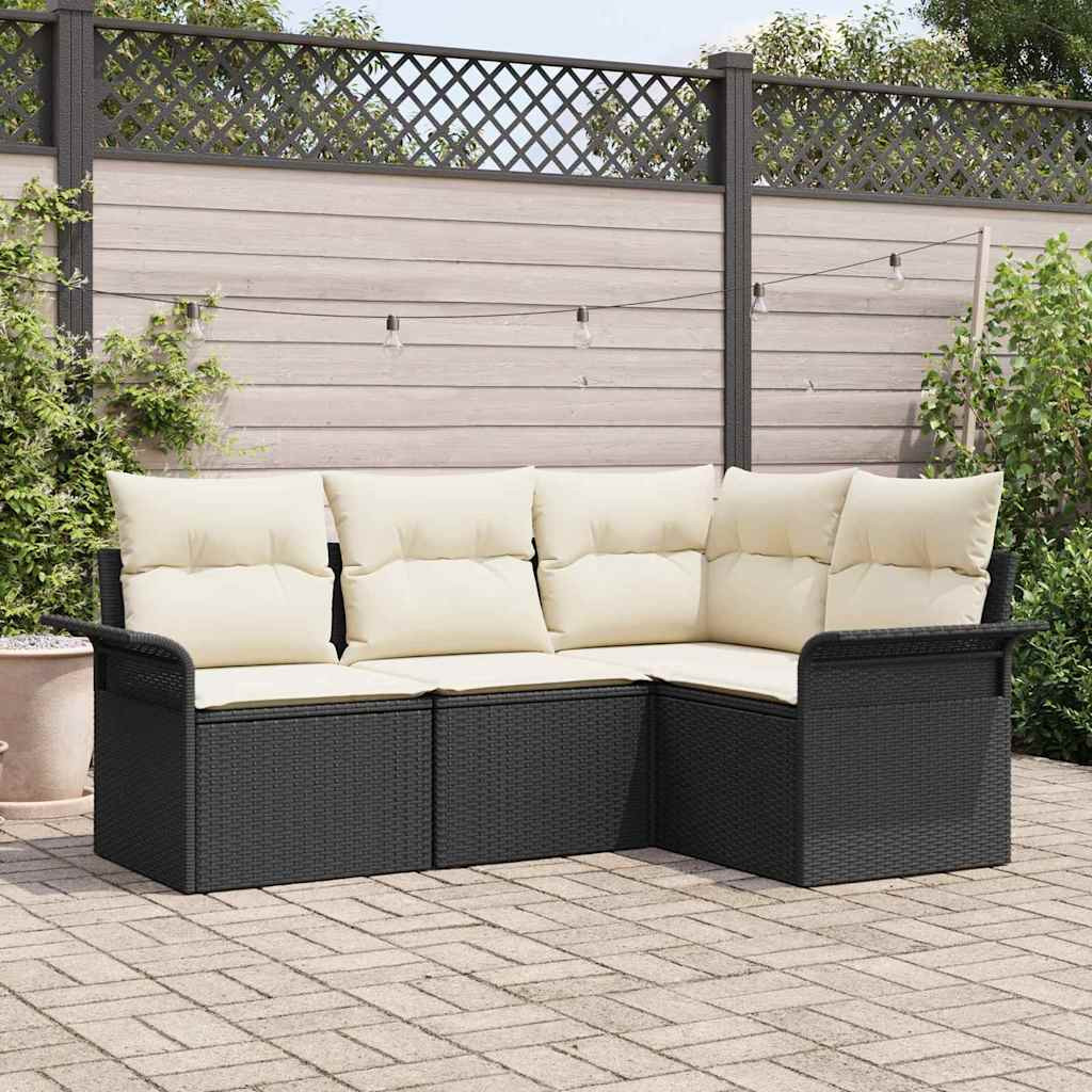 vidaXL Gartensofa-set mit Speicher 4 pcs Schwarz Poly-Rattan