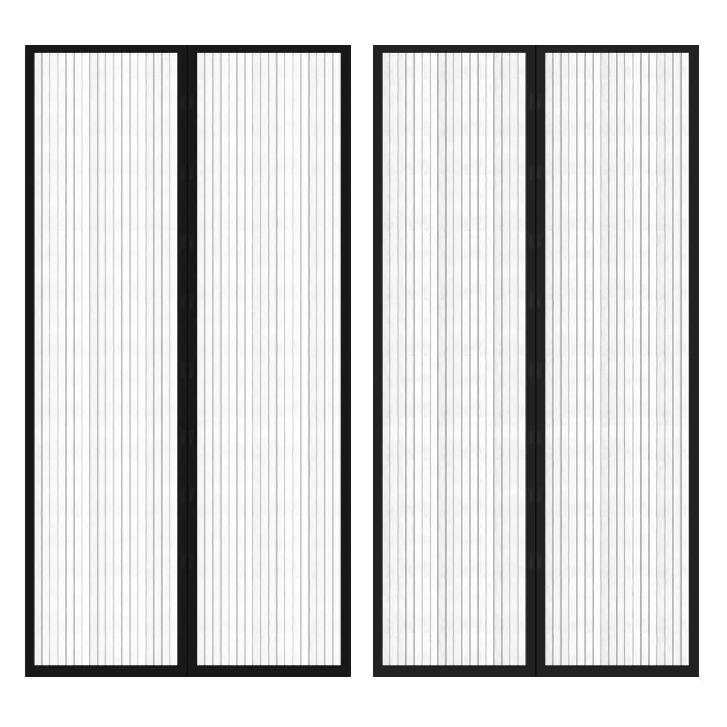 vidaXL Fliegengitter-Türvorhang 2 Stk. Magnet Schwarz 210x100 cm