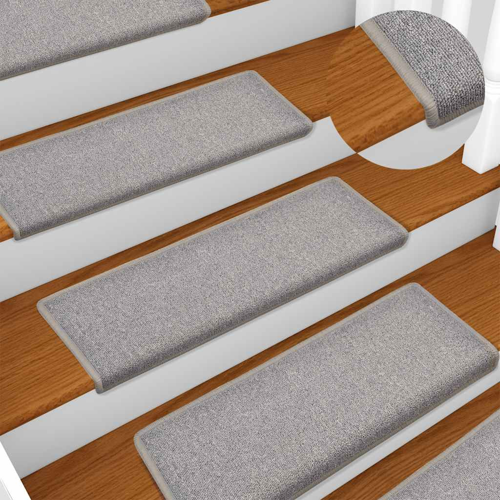 vidaXL Stufenmatten 15 Stk. 65x21x4 cm Hellgrau Rechteckiger Rand