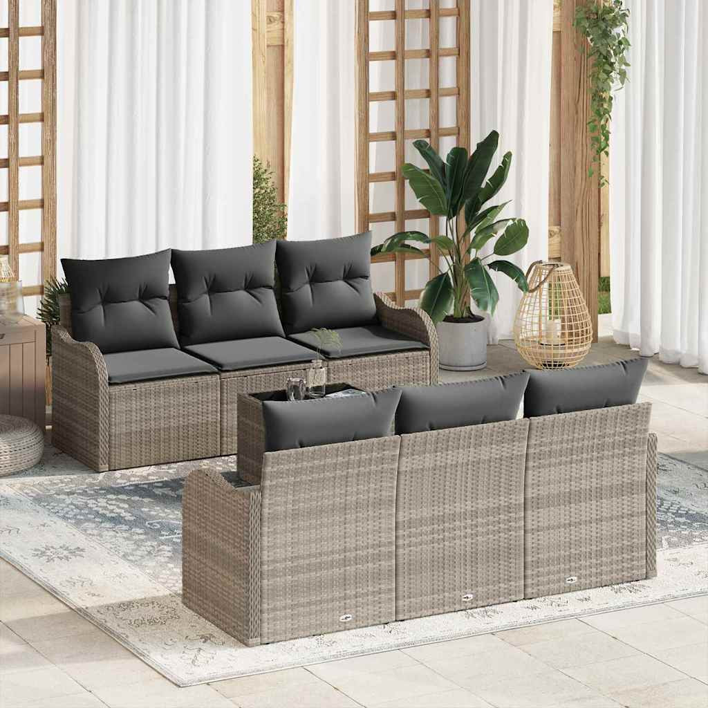 vidaXL Gartensofa-set mit Kissen 7 pcs Hellgrau und Dunkelgrau