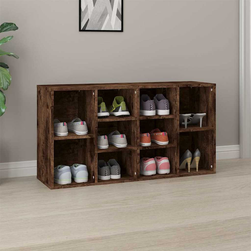 vidaXL Schuhbank Räuchereiche 103x30x55 cm Holzwerkstoff