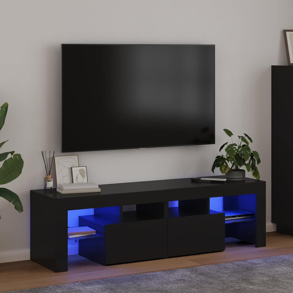 vidaXL TV-Schrank mit LED-Beleuchtung Schwarz 140x36,5x40 cm