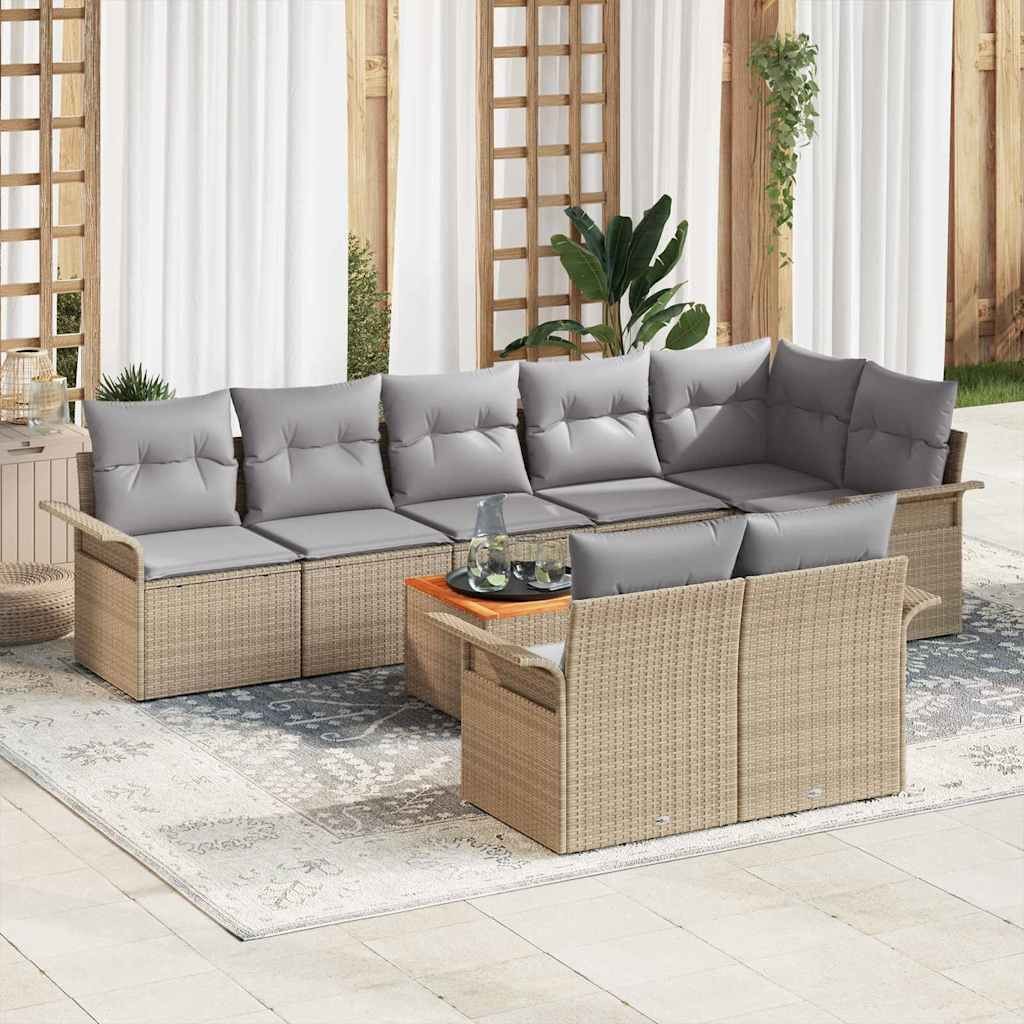 vidaXL Gartensofa-set 9 pcs Beige und Hellgrau Poly-Rattan