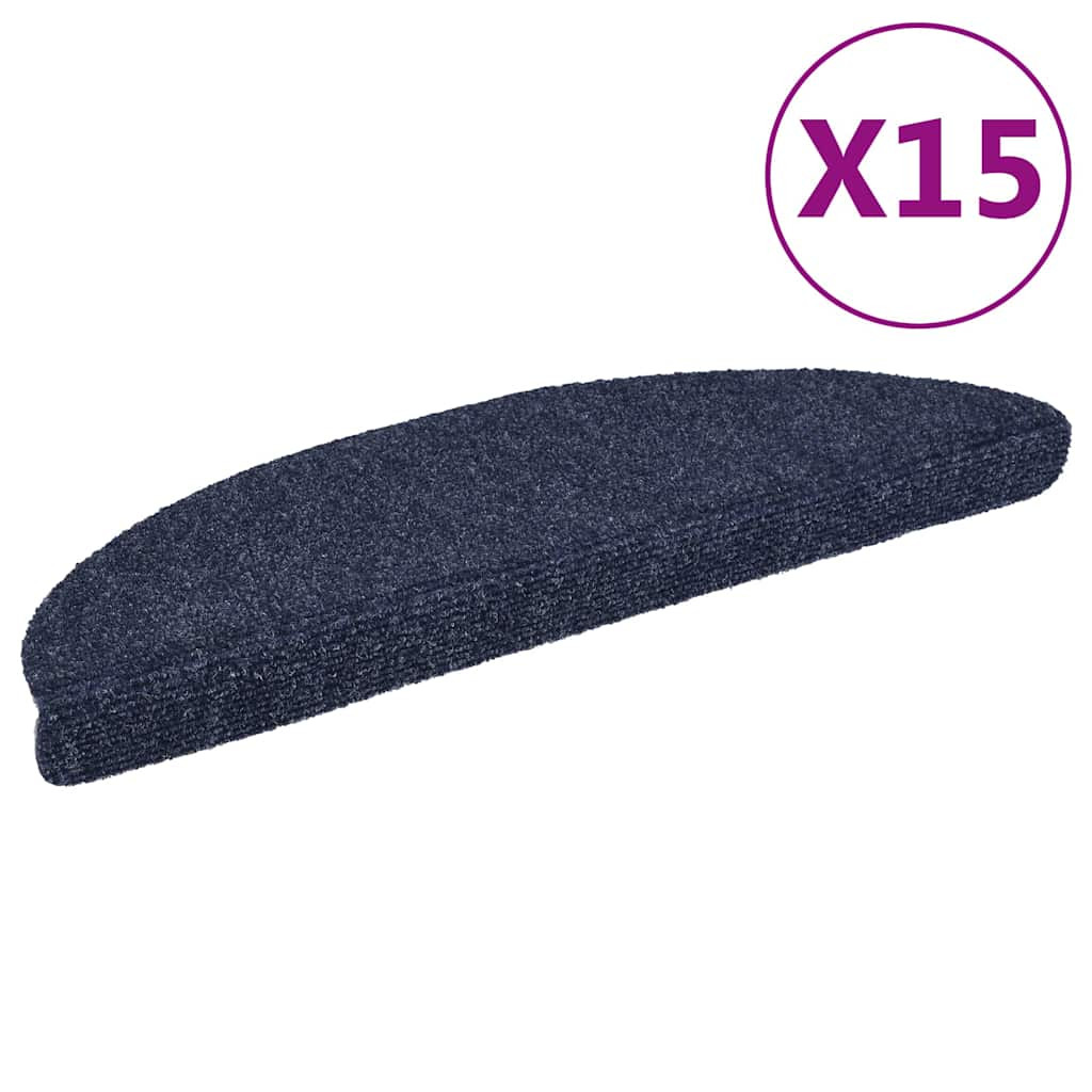 vidaXL Stufenmatten Selbstklebend 15 Stk. 56x17x3 cm Blau Halbrund