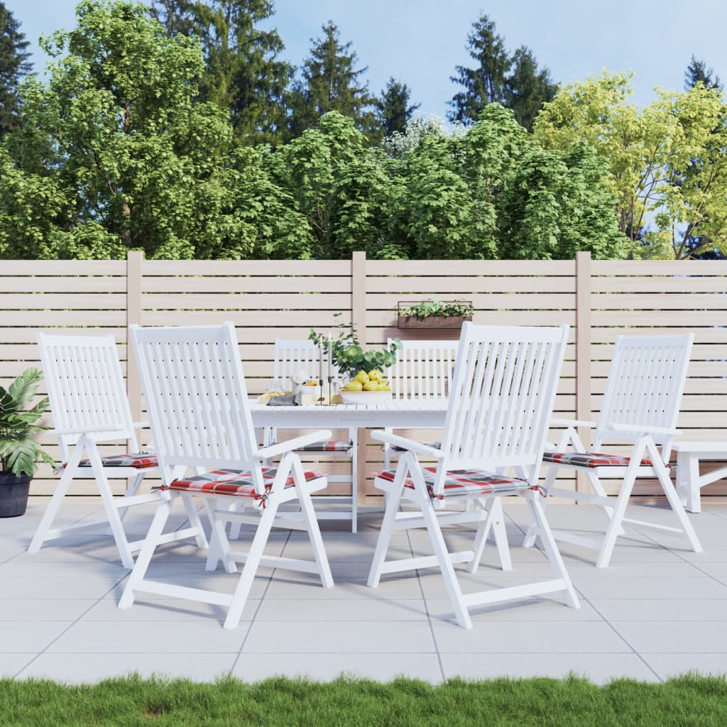 vidaXL Gartenstuhl-Kissen 6Stk. Rot Karomuster 50x50x4cm Oxford-Gewebe