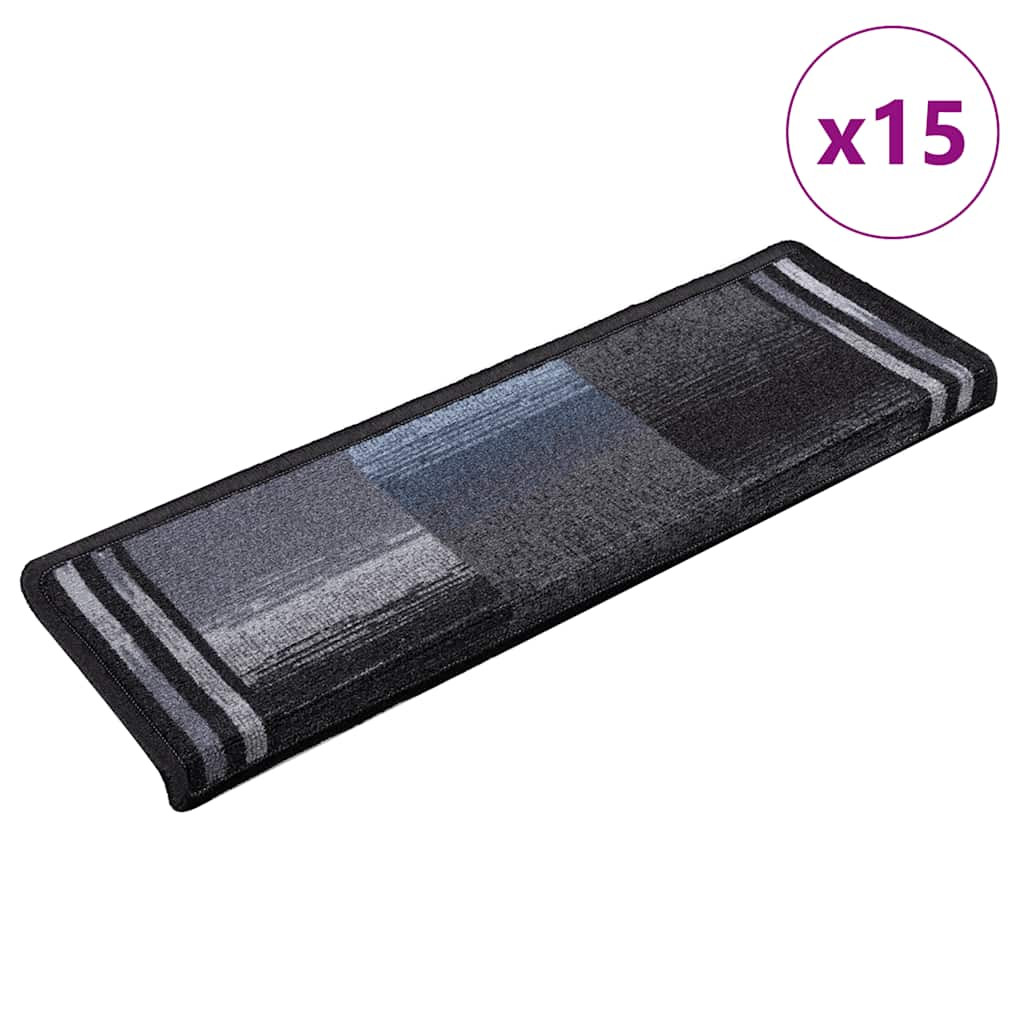 vidaXL Treppenmatten Selbstklebend 15 Stk. 65x21x4 cm Schwarz und Grau