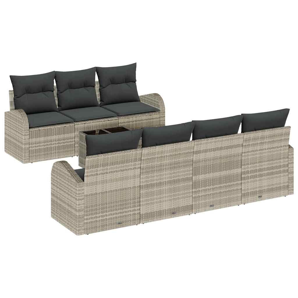 vidaXL Garten-Sofa-Set mit Kissen 8 pcs Hellgrau und Dunkelgrau