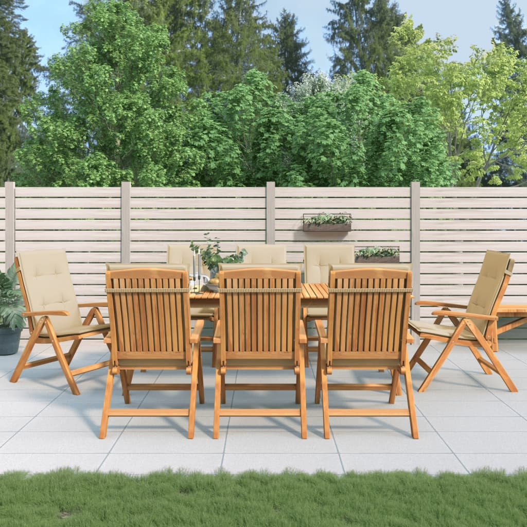 vidaXL Gartenstühle mit Auflagen 8 Stk. Massivholz Teak