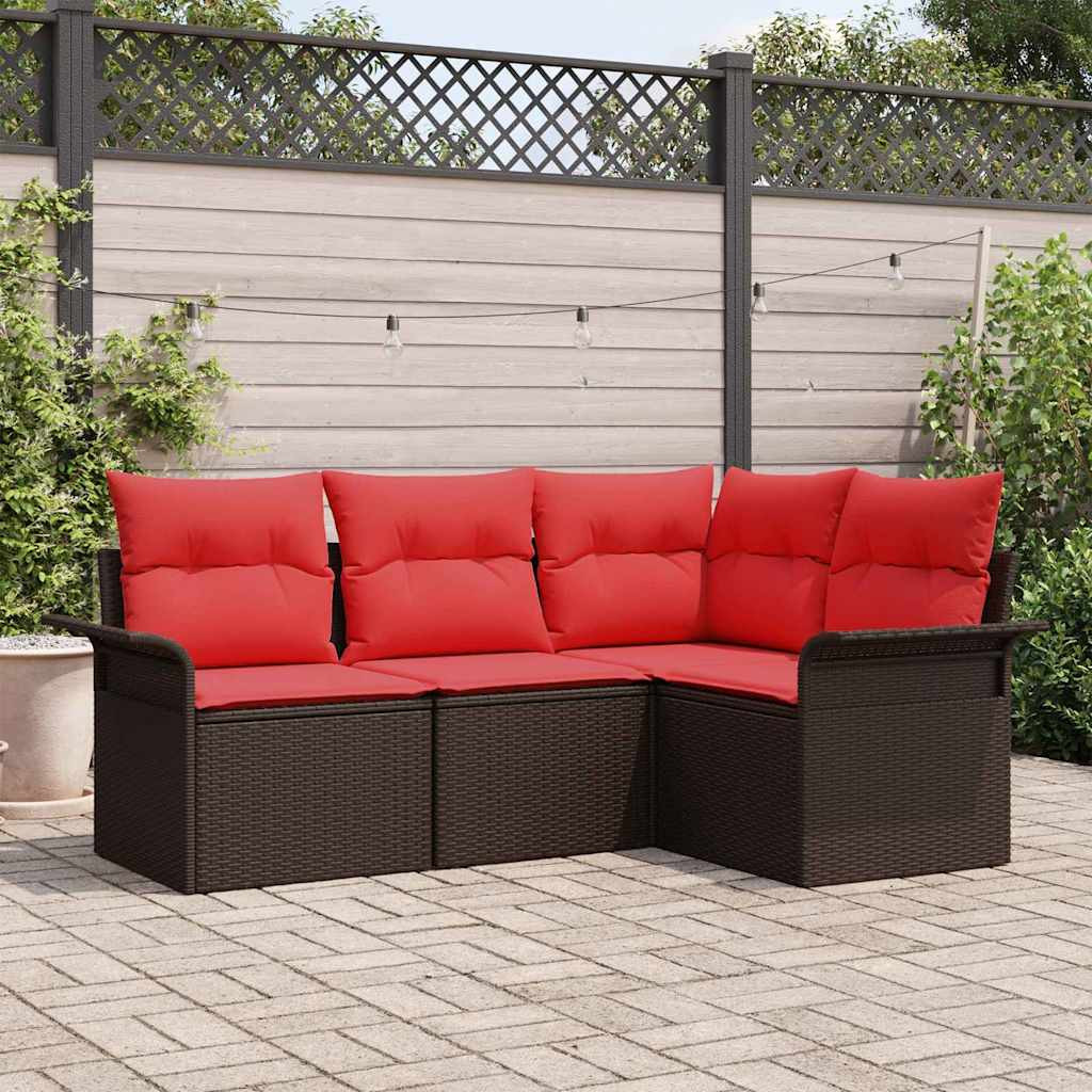 vidaXL Gartensofa-set mit Speicher 4 pcs Braun Poly-Rattan