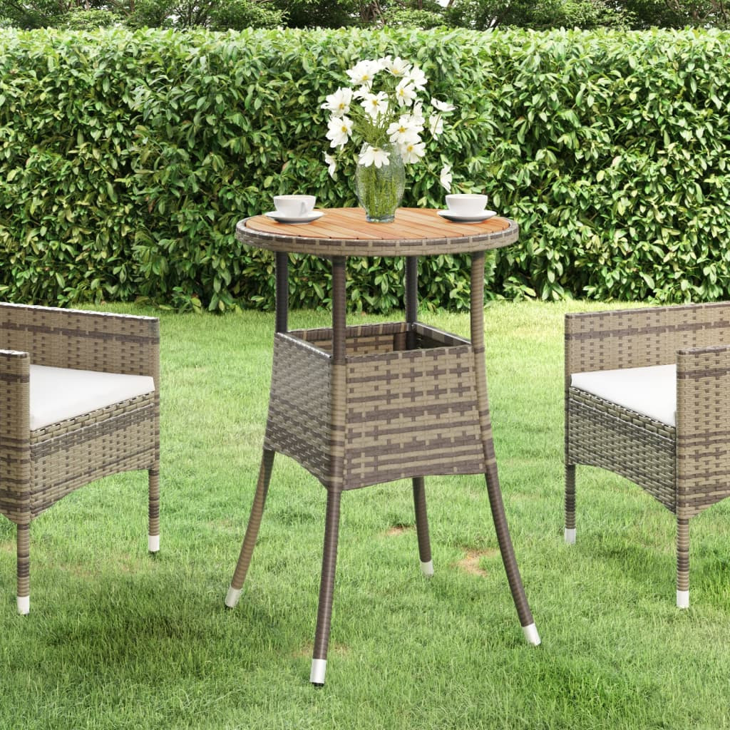 vidaXL Gartentisch Ø60x75 cm Akazienholz und Poly Rattan Grau