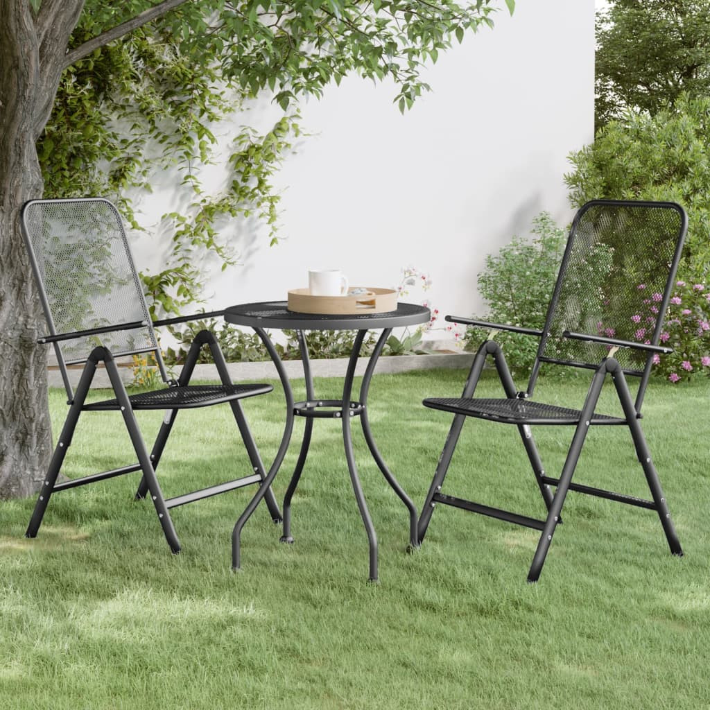 vidaXL Gartentisch Ø60x72 cm Streckgitter Anthrazit