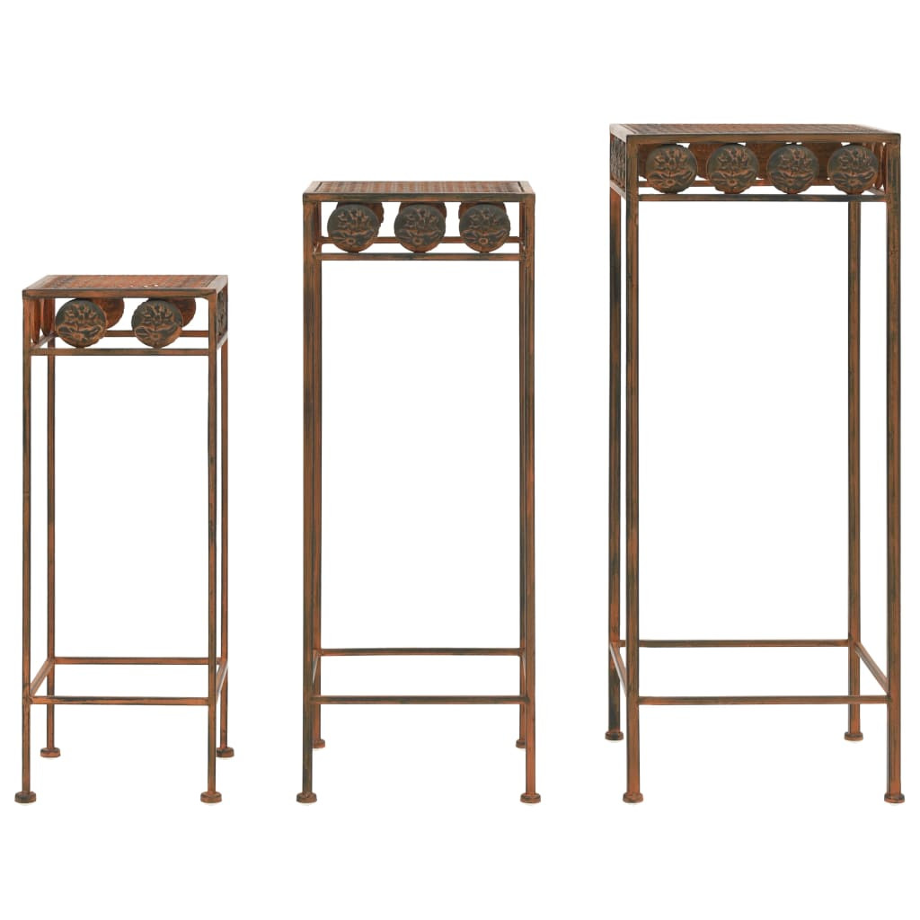 vidaXL Pflanzenständer-Set 3-tlg. Vintage-Stil Metall Rostfarben