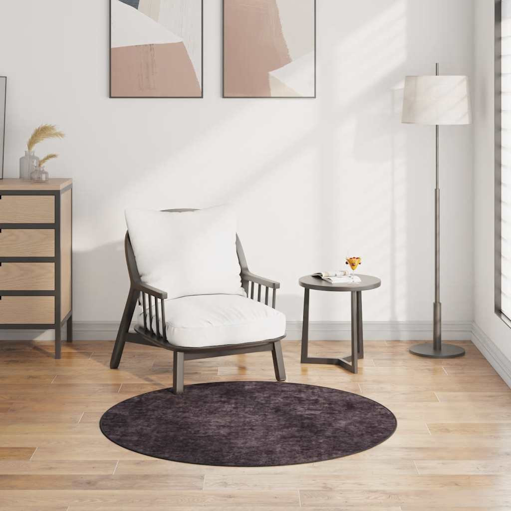 vidaXL Teppich Waschbar φ120 cm Anthrazit