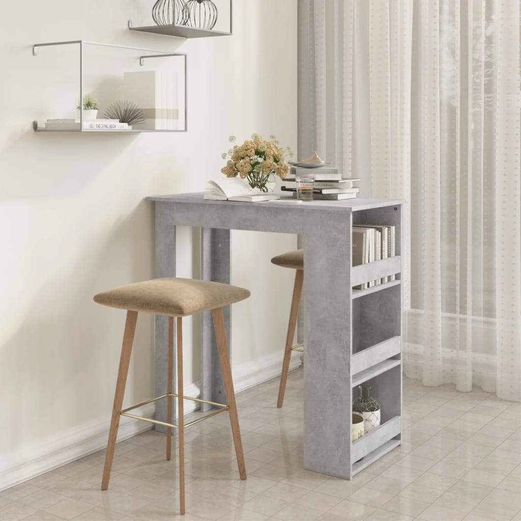 vidaXL Bartisch mit Regal Betongrau 102x50x103,5 cm