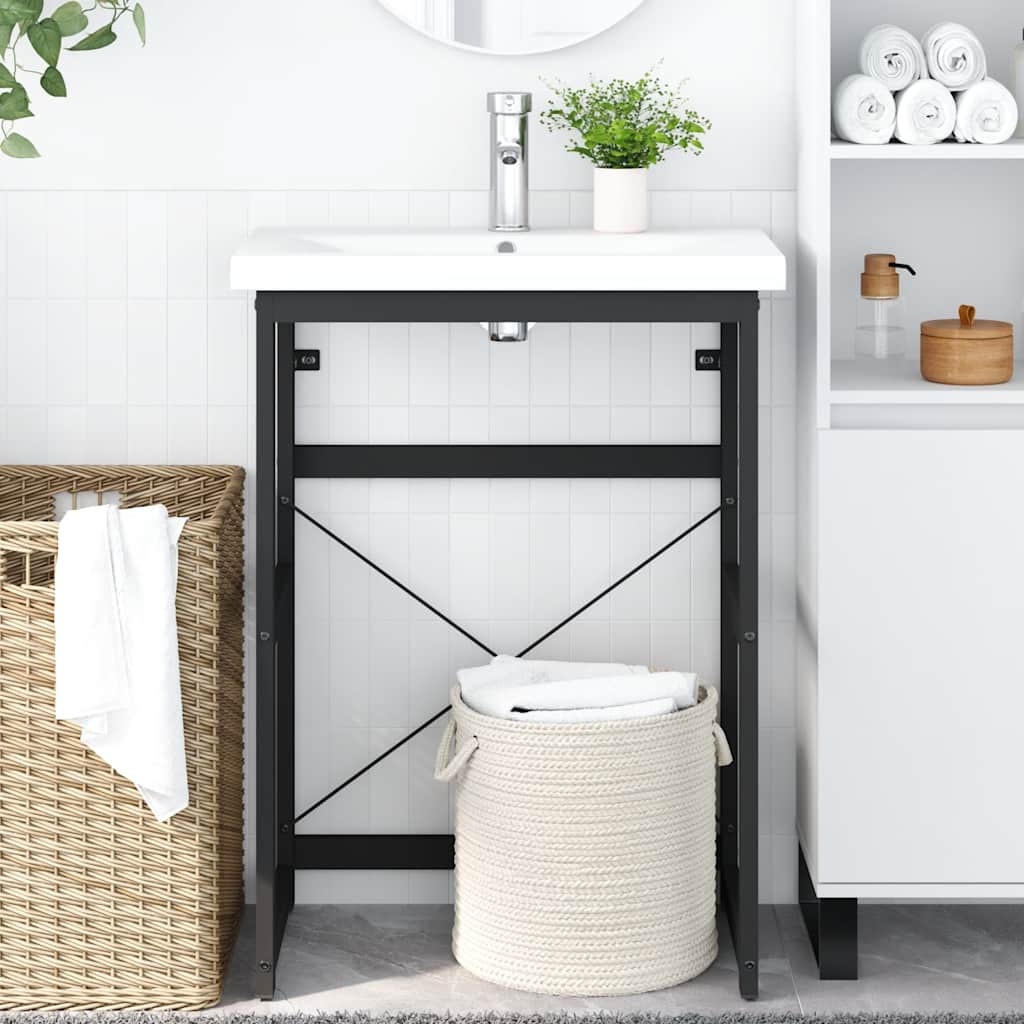 vidaXL Badezimmer Waschtischgestell Schwarz 59x38x83 cm Eisen